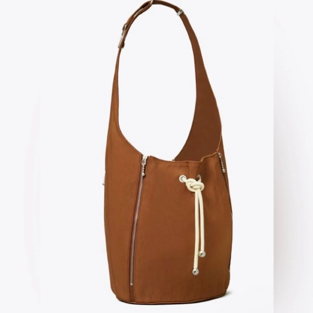 Tory Burch Women's Spaghetti Strap Zip Bucket Bag BOURBON VANILLA / French Cream